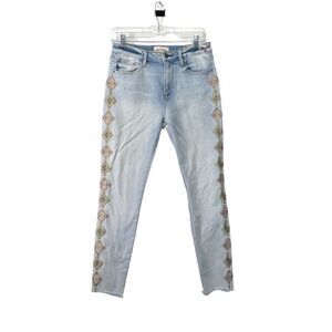 DRIFTWOOD sz 28  Hi Rise Crop Jeans Embroidered tribal